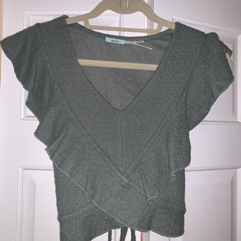 Kimchi Blue Green Cropped Wrap shirt